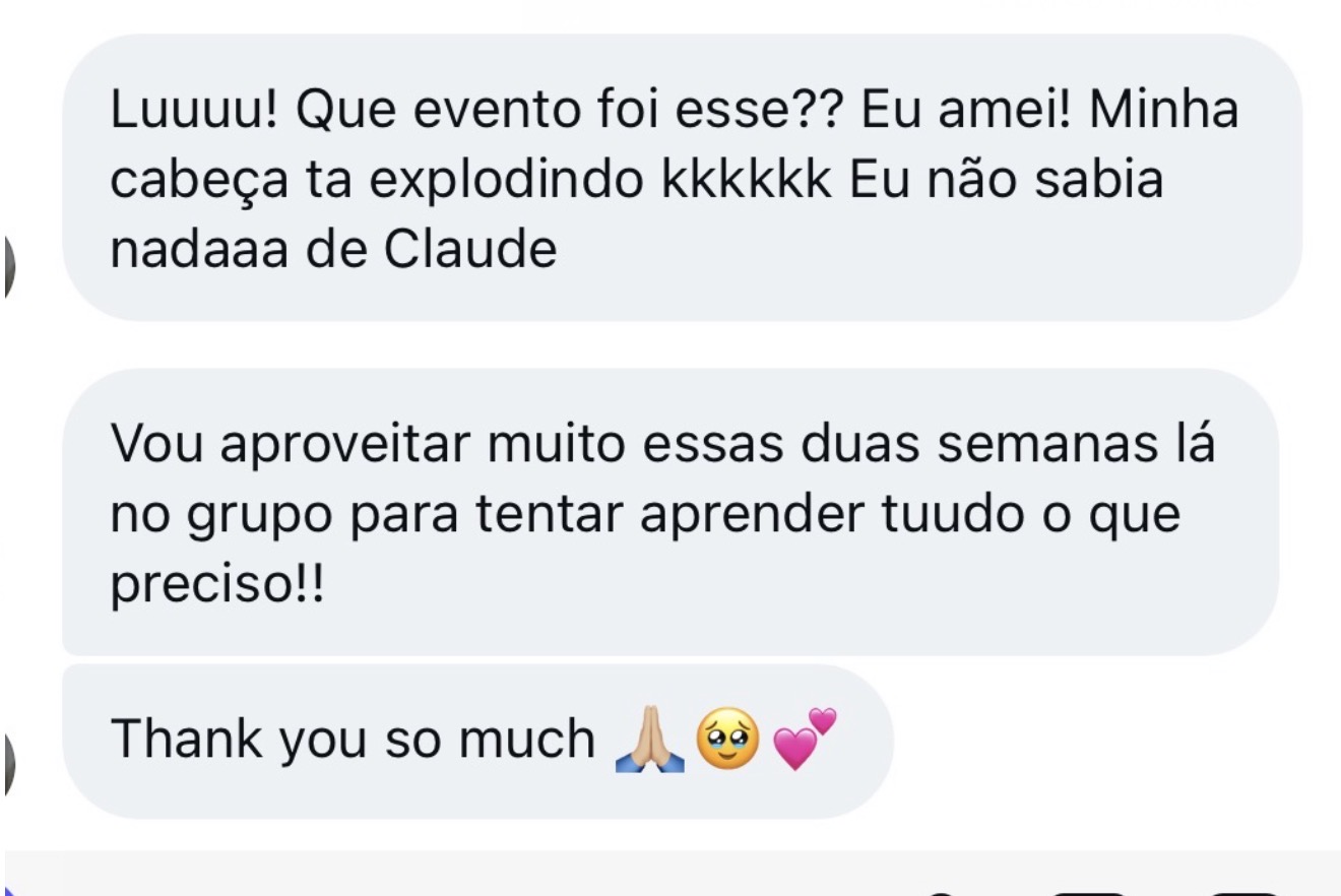 Teacher animada dizendo que não sabia nada de Claude e amou o evento